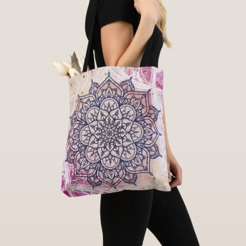 Airy Mandala Happy Pink Purple Yellow Blue  Gold Tote Bag