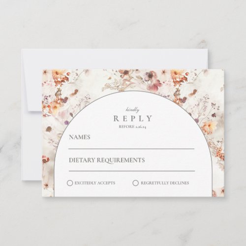 Airy Meadow Botanical Wedding RSVP Card