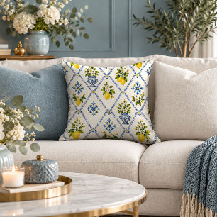 Airy Mediterranean Garden Lemons Accent Pillow