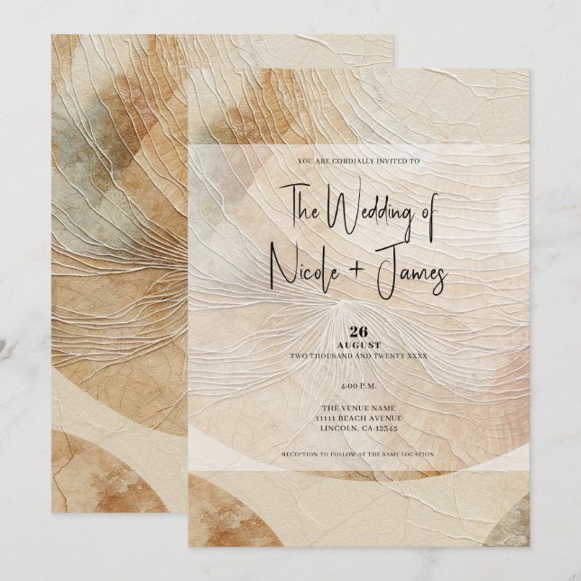 Airy Neutral Natural Element Bohemian Boho Wedding Invitation (Front/Back)