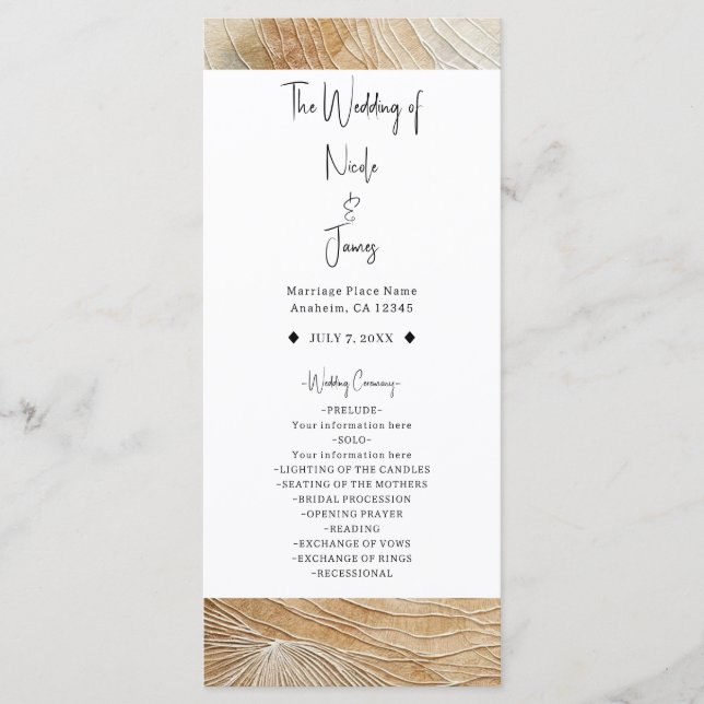 Airy Neutral Natural Element Bohemian Boho Wedding Program (Front)