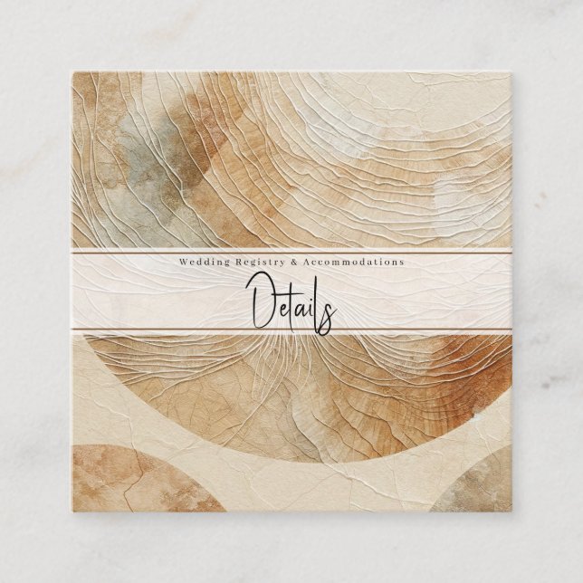 Airy Neutral Natural Elements Bohemian Boho Detail Square Business Card (Front)