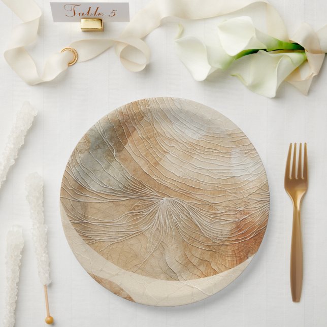 Airy Neutral Natural Elements Bohemian Boho Paper Plates (Wedding)