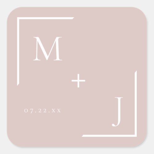 Airy Pastel Dusty Blush  Monogram Sticker