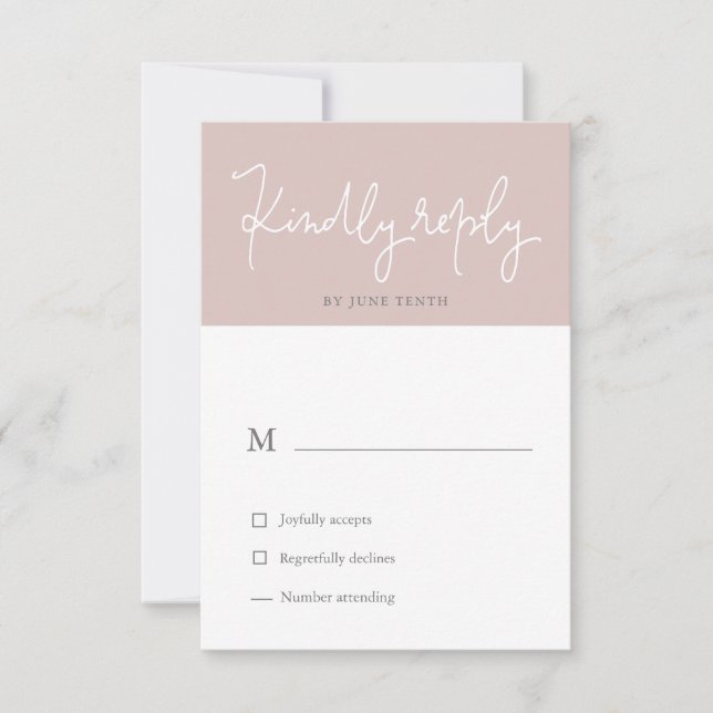 Airy Pastel Modern Blush RSVP Card (Front)