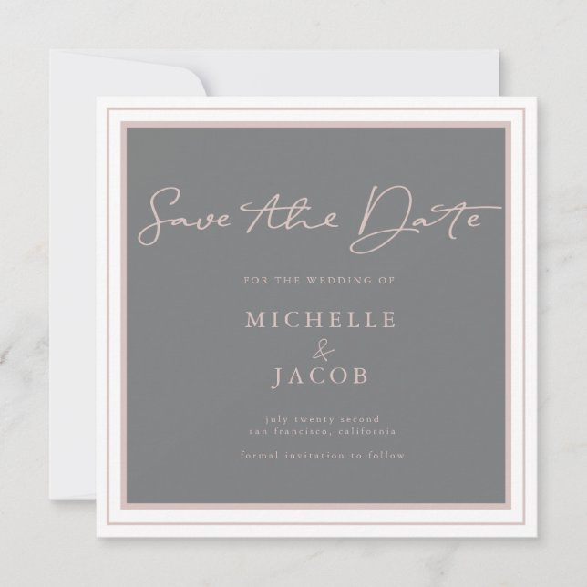 Airy Pastel | Square Save The Date Card (Front)