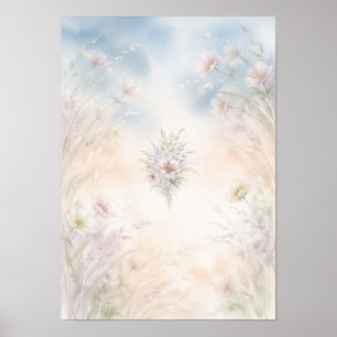 Airy Pastel Wildflower Meadow Bouquet Poster
