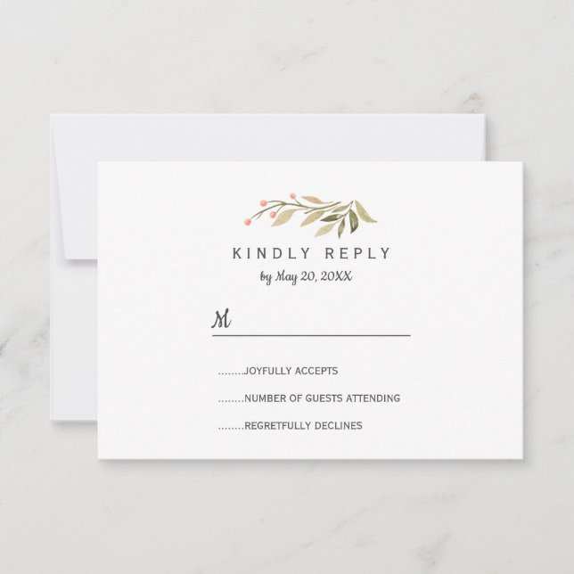 Airy pink meadow wild Flowers Wedding RSVP Card (Front)