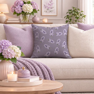 Airy Purple And White Botanical Throw Pillow