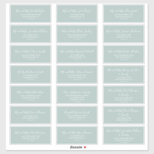 Airy Sage Green Wedding Guest Address Labels