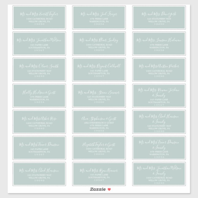 Airy Sage Green Wedding Guest Address Labels (Sheet)