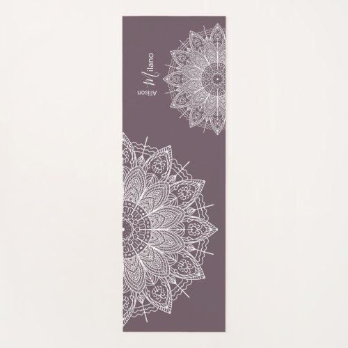 Airy White Mandalas Over Muted Purple Personalized Yoga Mat