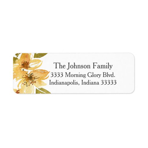 Airy Yellow Floral Wedding Return Address Label