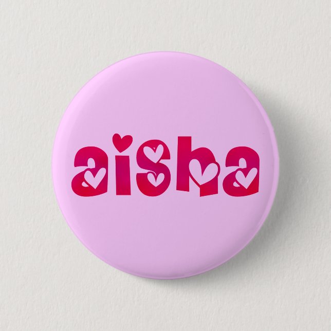 Aisha in Hearts Pinback Button (Front)