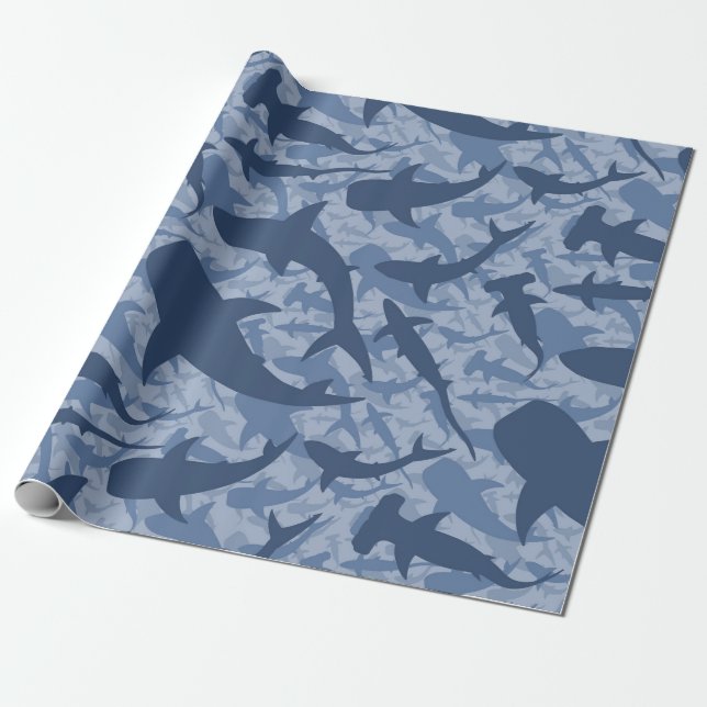 Aisling’s Sharks Wrapping Paper (Unrolled)