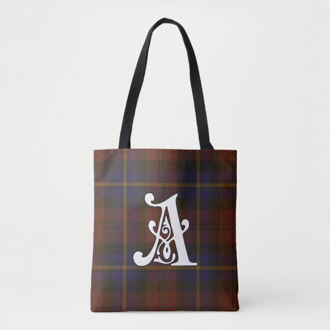 Aitken Clan Tartan Monogram Tote Bag (Front)