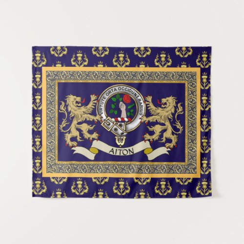 Aiton Clan Badge Personalized Blue Tapestry
