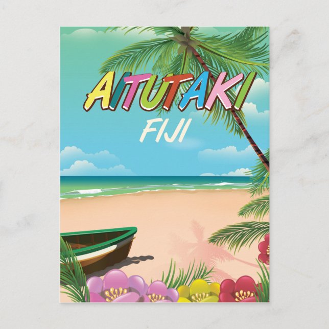 Aitutaki Air travel poster Postcard (Front)