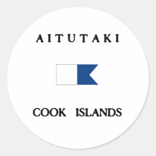 Aitutaki Cook Islands Alpha Dive Flag Classic Round Sticker