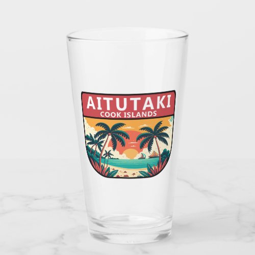 Aitutaki Cook Islands Retro Emblem Glass