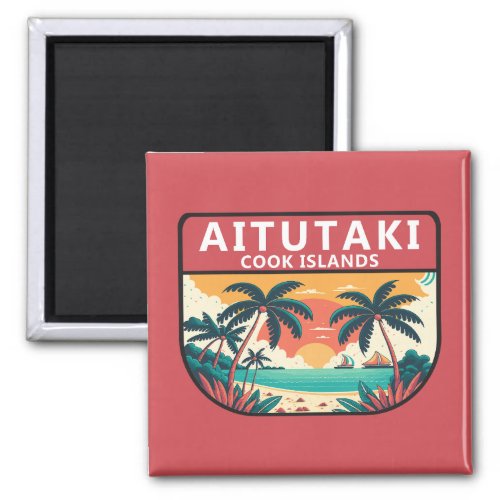 Aitutaki Cook Islands Retro Emblem Magnet