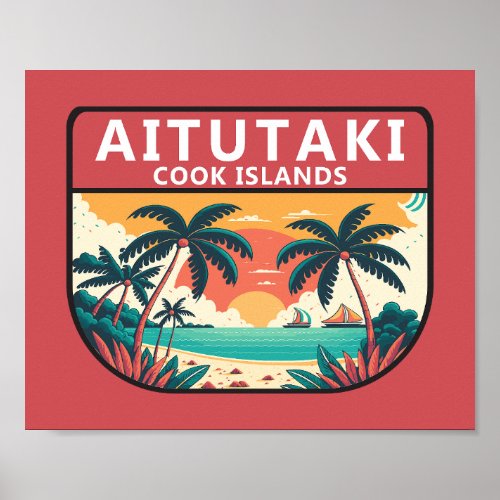 Aitutaki Cook Islands Retro Emblem Poster