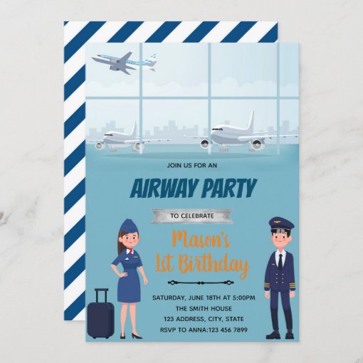 Aiways airplane birthday theme invitation | Zazzle