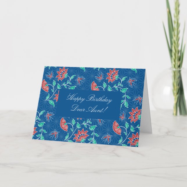 Aiyana Floral Batik Happy Birthday Aunt Card (Front)