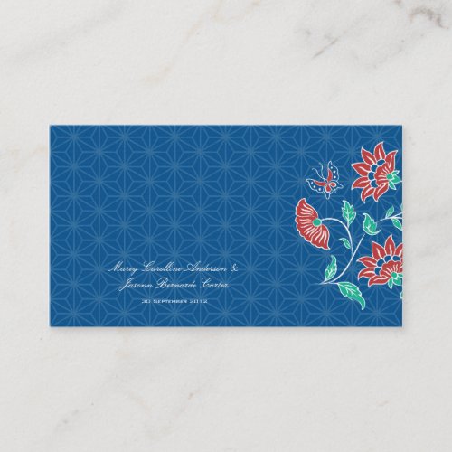 Aiyana Floral Batik Wedding Place Card 2