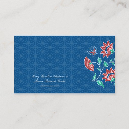 Customizable Aiyana Floral Batik Wedding Place Card 2 Business Card Templates