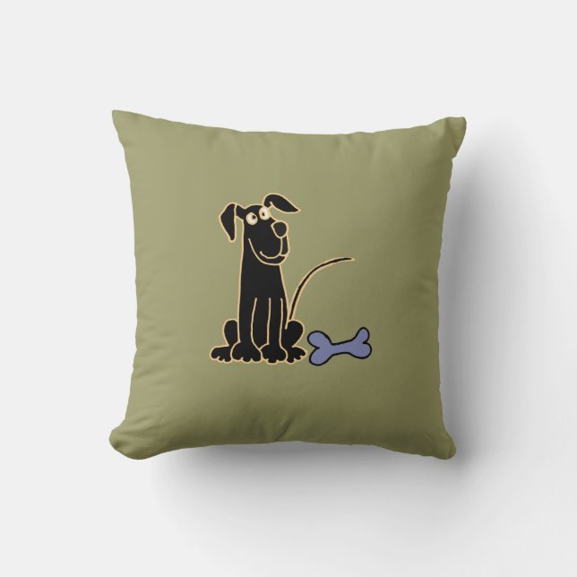 AJ- Cute Black Puppy Dog Pillow (Front)