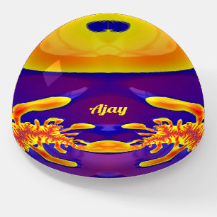 AJAY ~ Red Blue Purple Yellow Fractal ~ Paperweig Paperweight