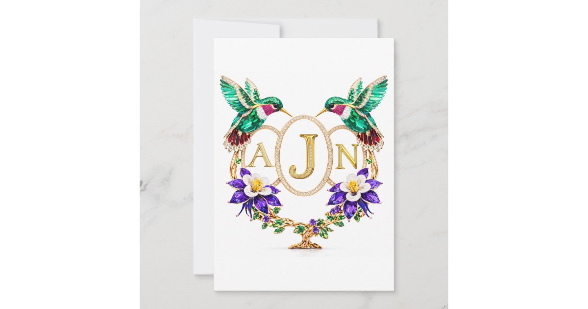 AJN Hummingbird Wedding Any Letters Custom CO Invitation | Zazzle