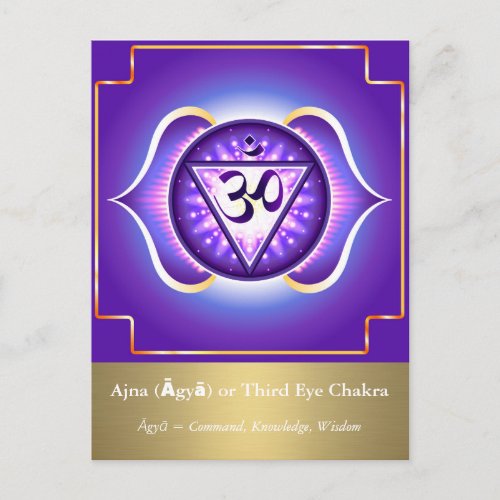 Ajna Āgyā or Third Eye Chakra Postcard