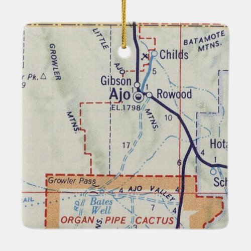 Ajo Arizona Vintage Map Ceramic Ornament