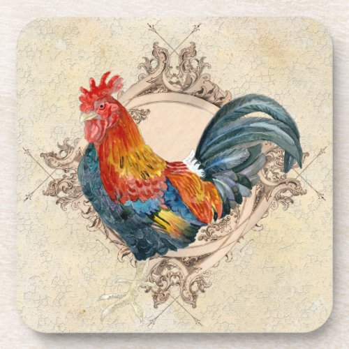 AJR_PAPER_Black_Vintage_Rooster_1bjpg Beverage Coaster