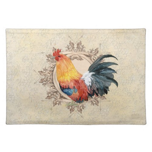 AJR_PAPER_Black_Vintage_Rooster_1bjpg Cloth Placemat