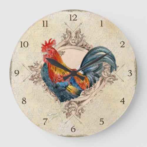 AJR-PAPER-Black-Vintage-Rooster-1b.jpg Large Clock