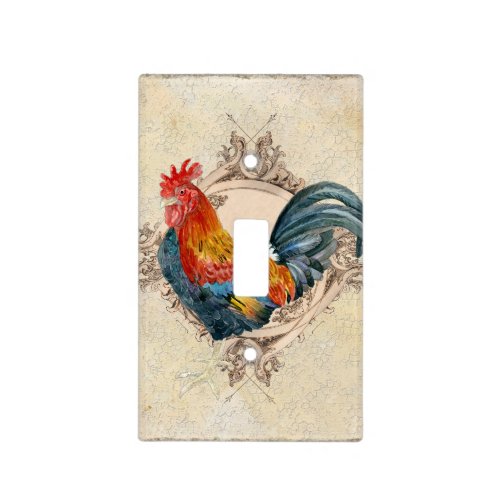 AJR_PAPER_Black_Vintage_Rooster_1bjpg Light Switch Cover