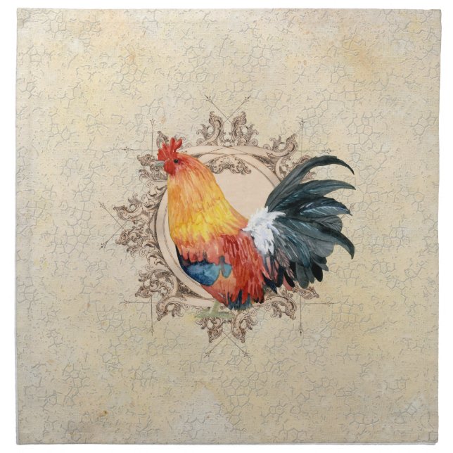 AJR-PAPER-Black-Vintage-Rooster-1b.jpg Napkin (Front)