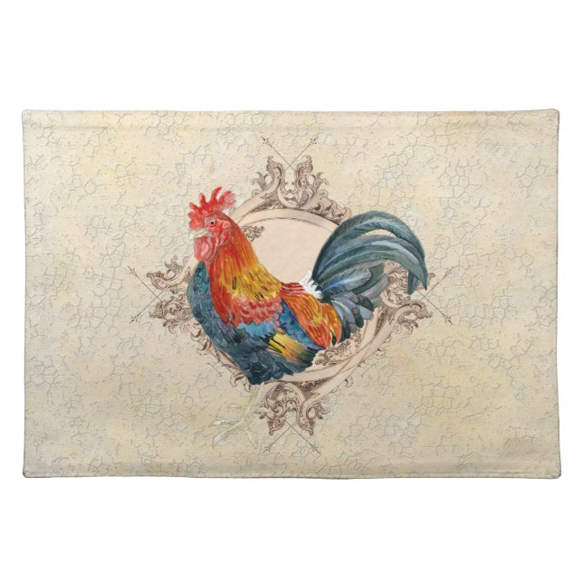 AJR-PAPER-Black-Vintage-Rooster-1b.jpg Placemat (Front)
