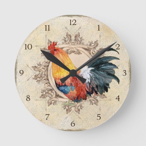 AJR_PAPER_Black_Vintage_Rooster_1bjpg Round Clock
