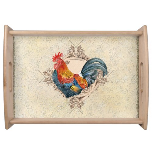 AJR_PAPER_Black_Vintage_Rooster_1bjpg Serving Tray