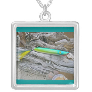AJS Popper "Water Dragon" Saltwater Fishing Lure Silver Plated Necklace