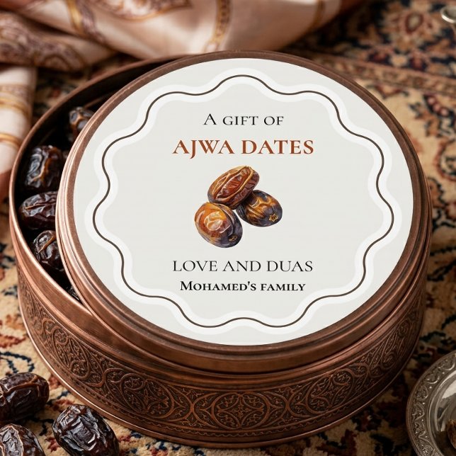 Ajwa Dates Islamic Hajj Gift Round Sticker (Creator Uploaded)