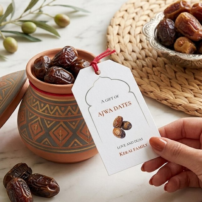 Ajwa Dates Personalized Islamic Hajj Favor Tag (Creator Uploaded)