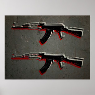 AK47 Assault Rifle Pop Art Poster