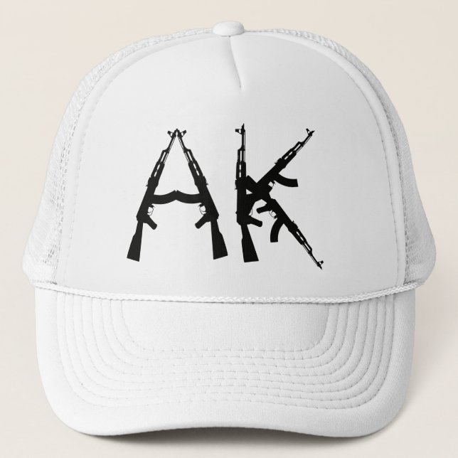 AK 47 Assault Rifle Fan Trucker Hat (Front)