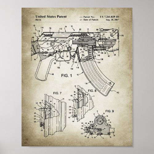 Ak_47 Bolt Locking Patent Prin Poster