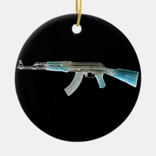 AK_47 Negative Blue Ceramic Ornament